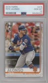 Pete Alonso from the 2019 Topps Series 2 set graded by PSA and given an overall grade of 10.