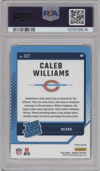 Caleb Williams from the 2024 Donruss set featuring a Red Pandora parallel graded by PSA and given an overall grade of 9.