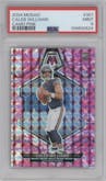 Caleb Williams from the 2024 Panini Mosaic set featuring a Pink Camo parallel graded by PSA and given an overall grade of 9.