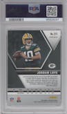 Jordan Love from the 2020 Panini Mosaic set featuring a Reactive Green parallel graded by PSA and given an overall grade of 10.