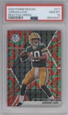 Jordan Love from the 2020 Panini Mosaic set featuring a Reactive Green parallel graded by PSA and given an overall grade of 10.