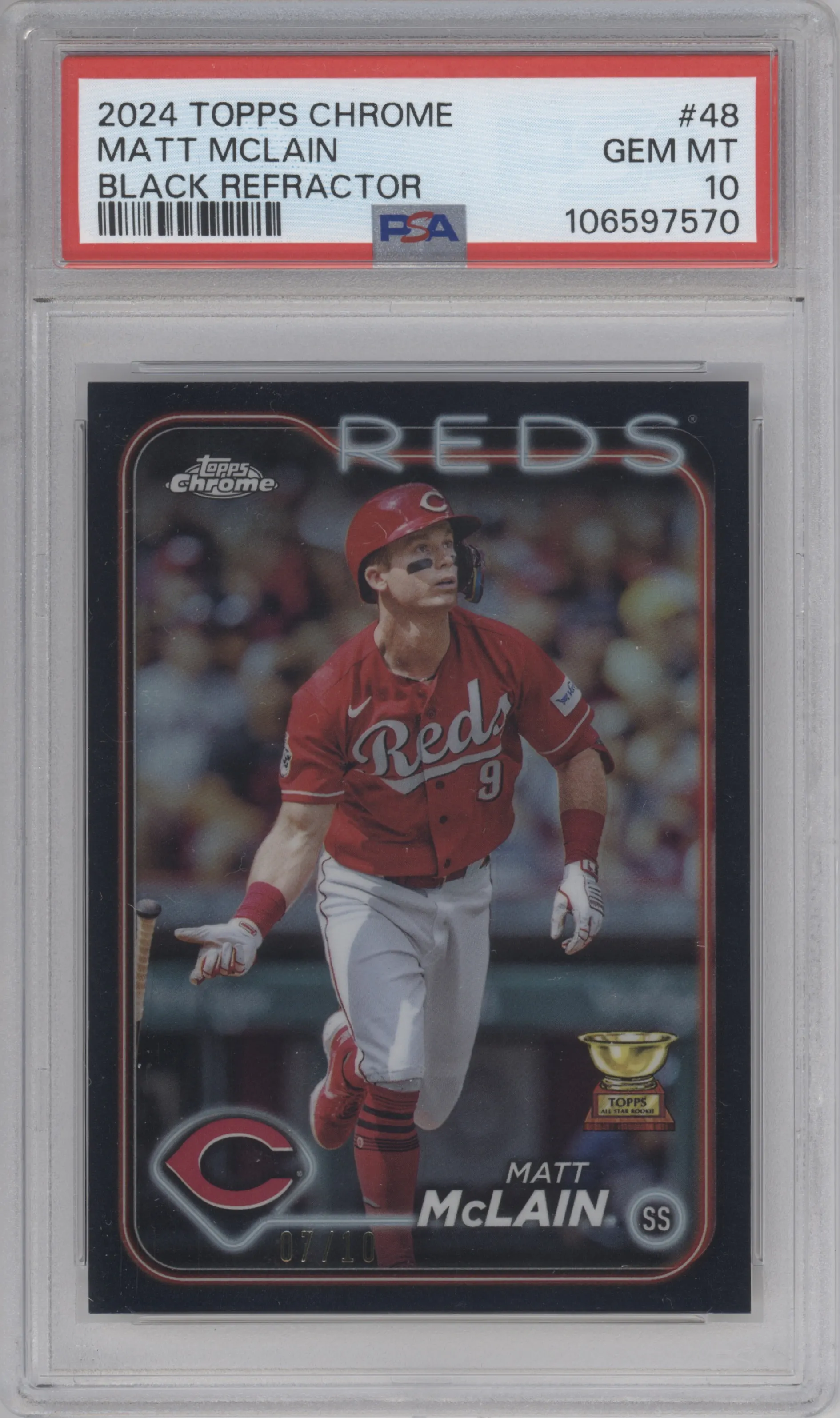 2024 Topps Chrome Matt McLain Black Refractor PSA 10
