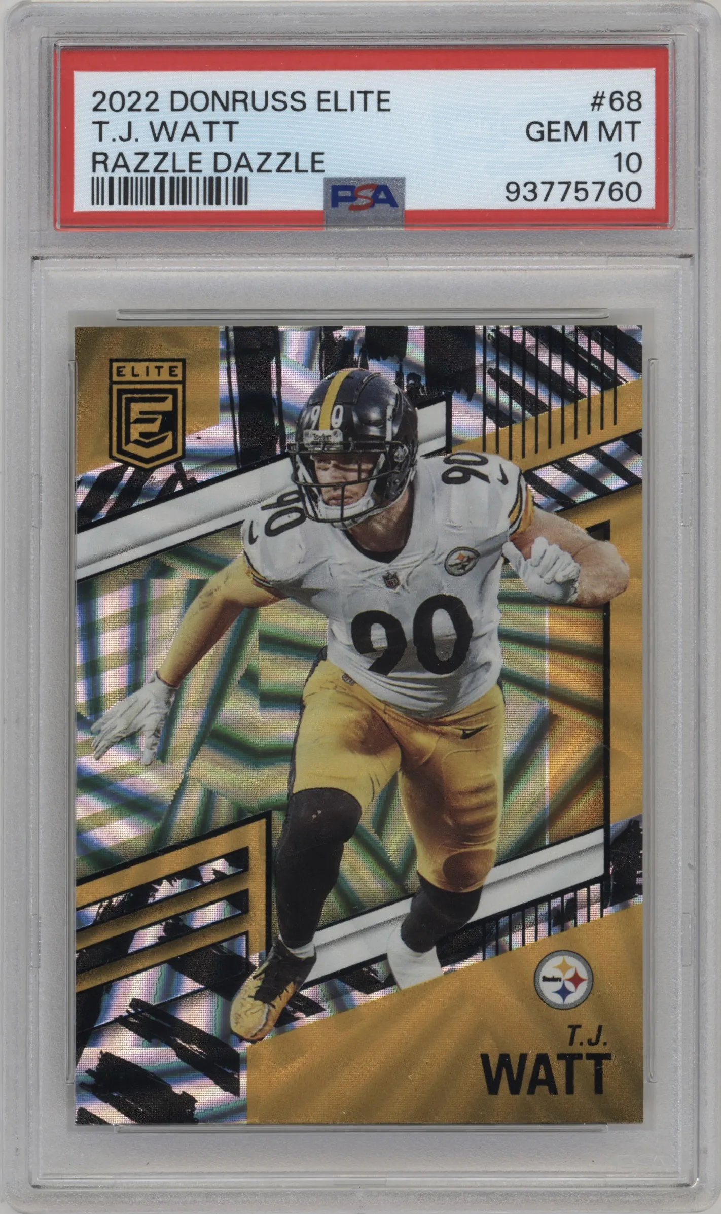 2022 Panini Donruss Elite T.J. Watt Razzle Dazzle #68 PSA 10