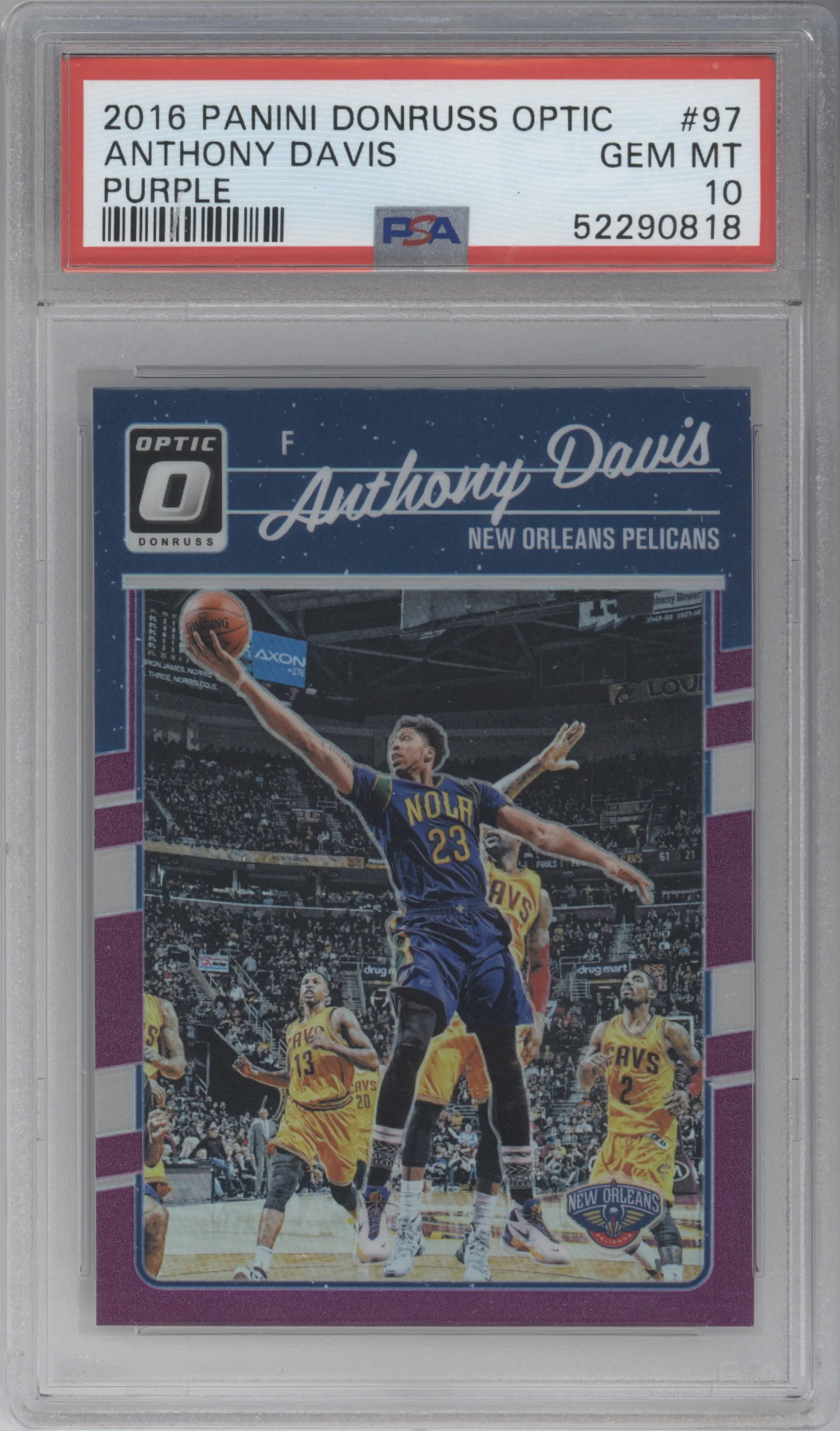 2016 Panini Donruss Optic Anthony Davis Purple #97 PSA 10