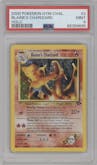Blaine's Charizard from the 2000 Pokemon GH set graded by PSA and given an overall grade of 9.