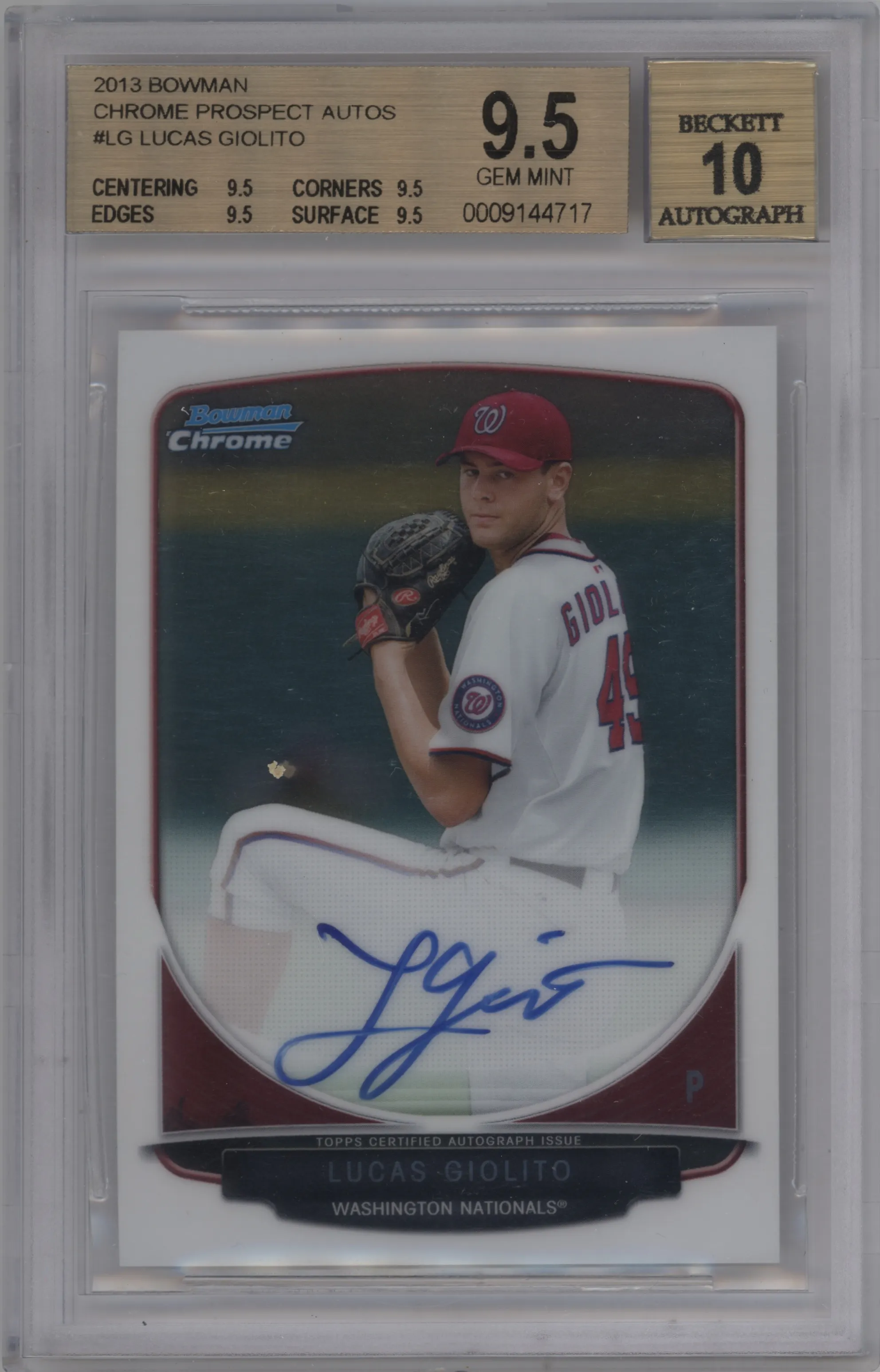 2013 Bowman Chr.Pros.Auto Lucas Giolito BGS 9.5