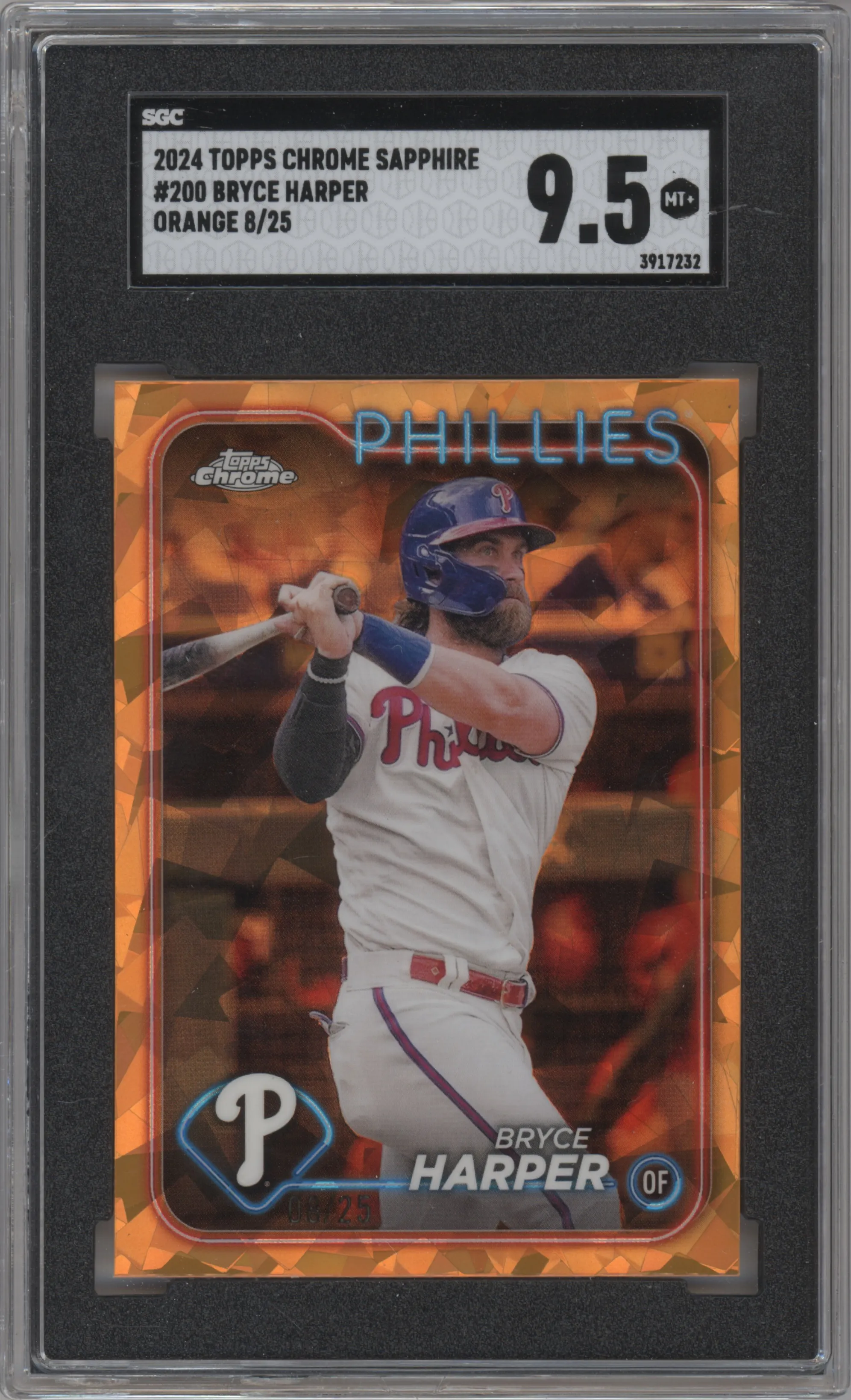 2024 Topps Chrome Sapphire Bryce Harper Orange SGC 9.5