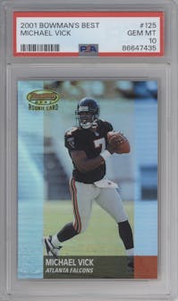 Michael Vick from the 2001 Bowman's Best set graded by PSA and given an overall grade of 10.