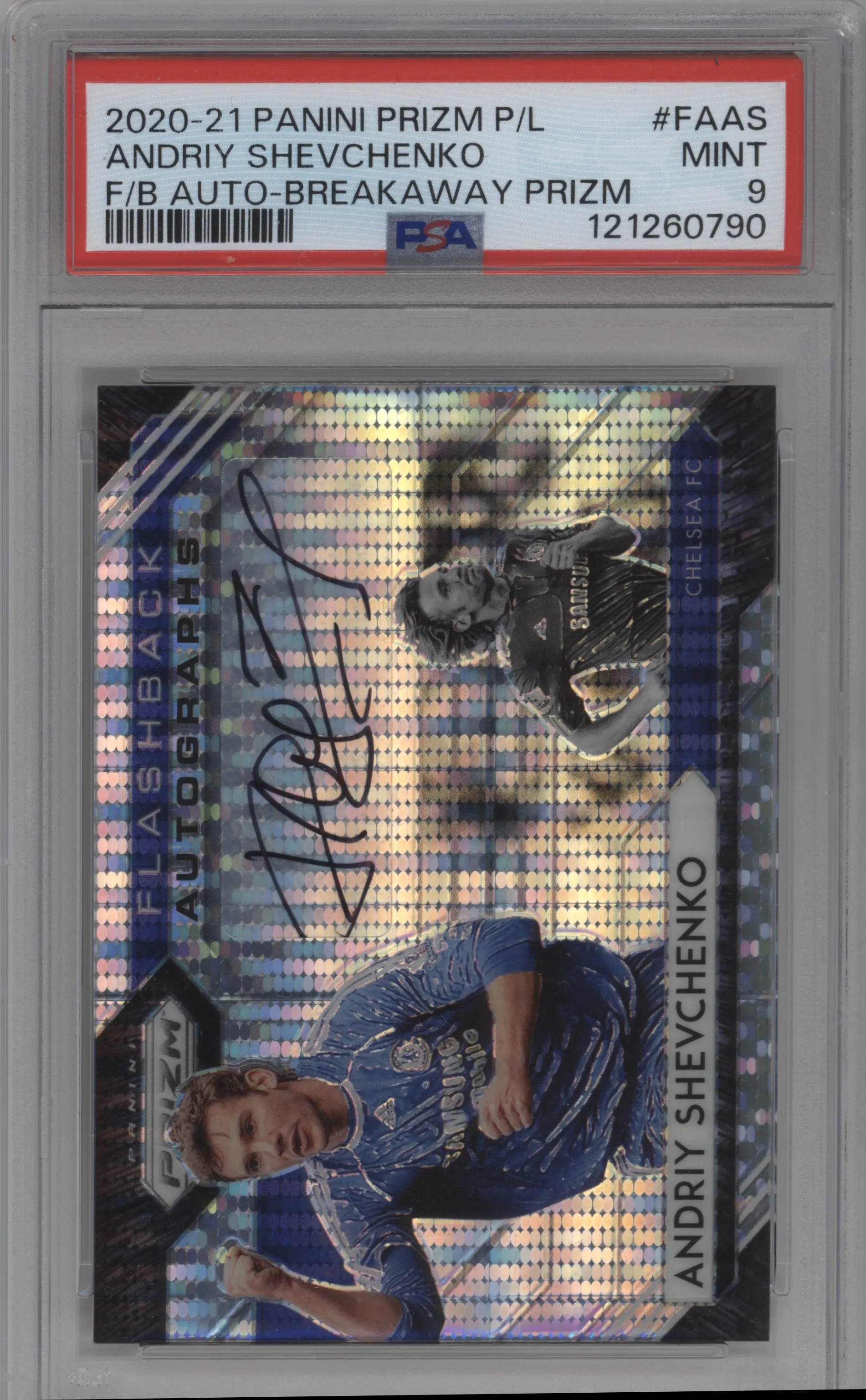 2020 Panini Prizm Premier League Flashback Auto Andriy Shevchenko Breakaway PSA 9