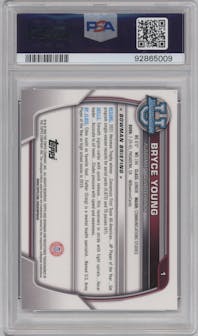Bryce Young from the 2022 Bowman University Chrome set featuring a Pink Refractor parallel graded by PSA and given an overall grade of 10.