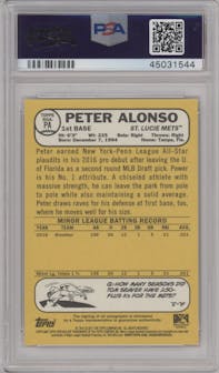 Peter Alonso from the 2017 Topps Heritage Minor League set graded by PSA and given an overall grade of 10.