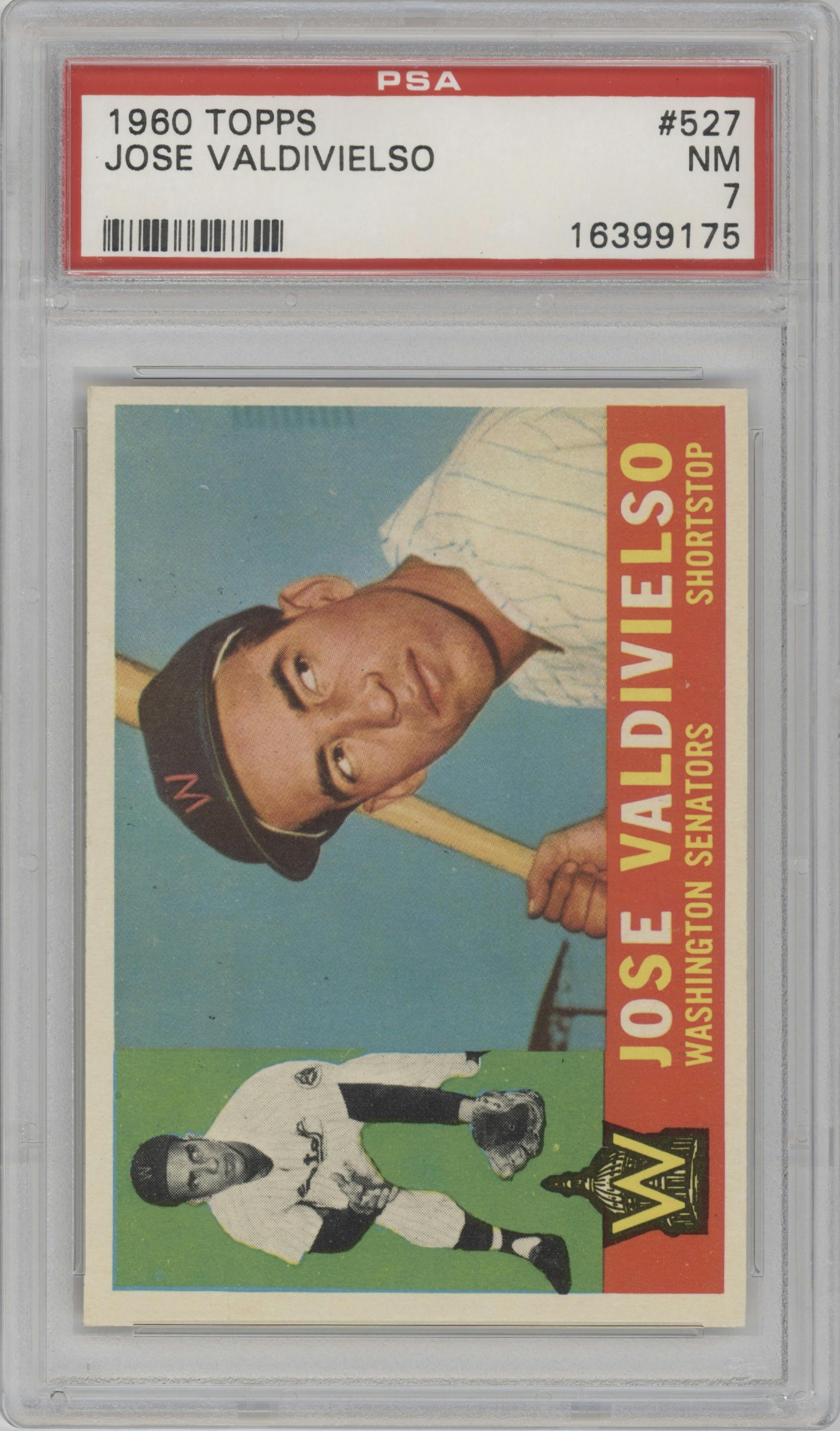 Jose Valdivielso from the 1960 Topps set graded by PSA and given an overall grade of 7.