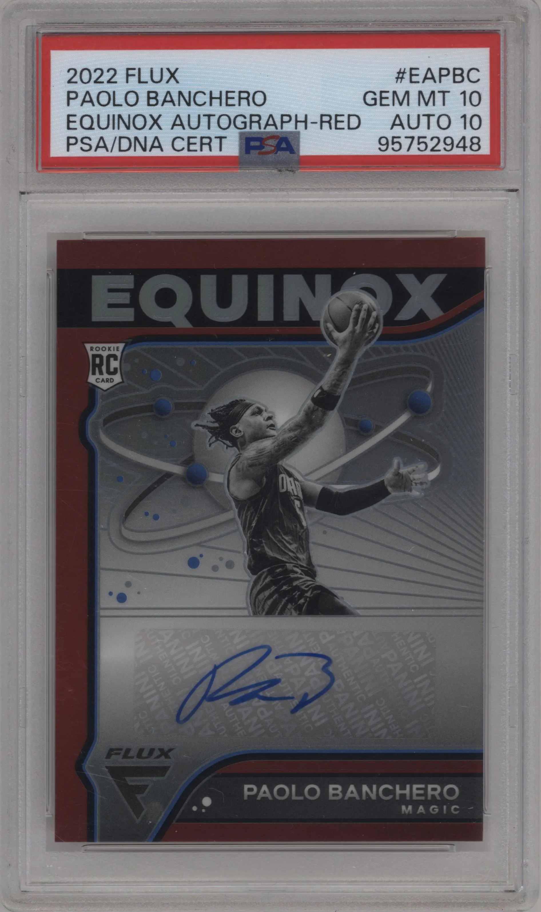 2022 Panini Flux Equinox Auto Paolo Banchero Red #EA-PBC PSA 10