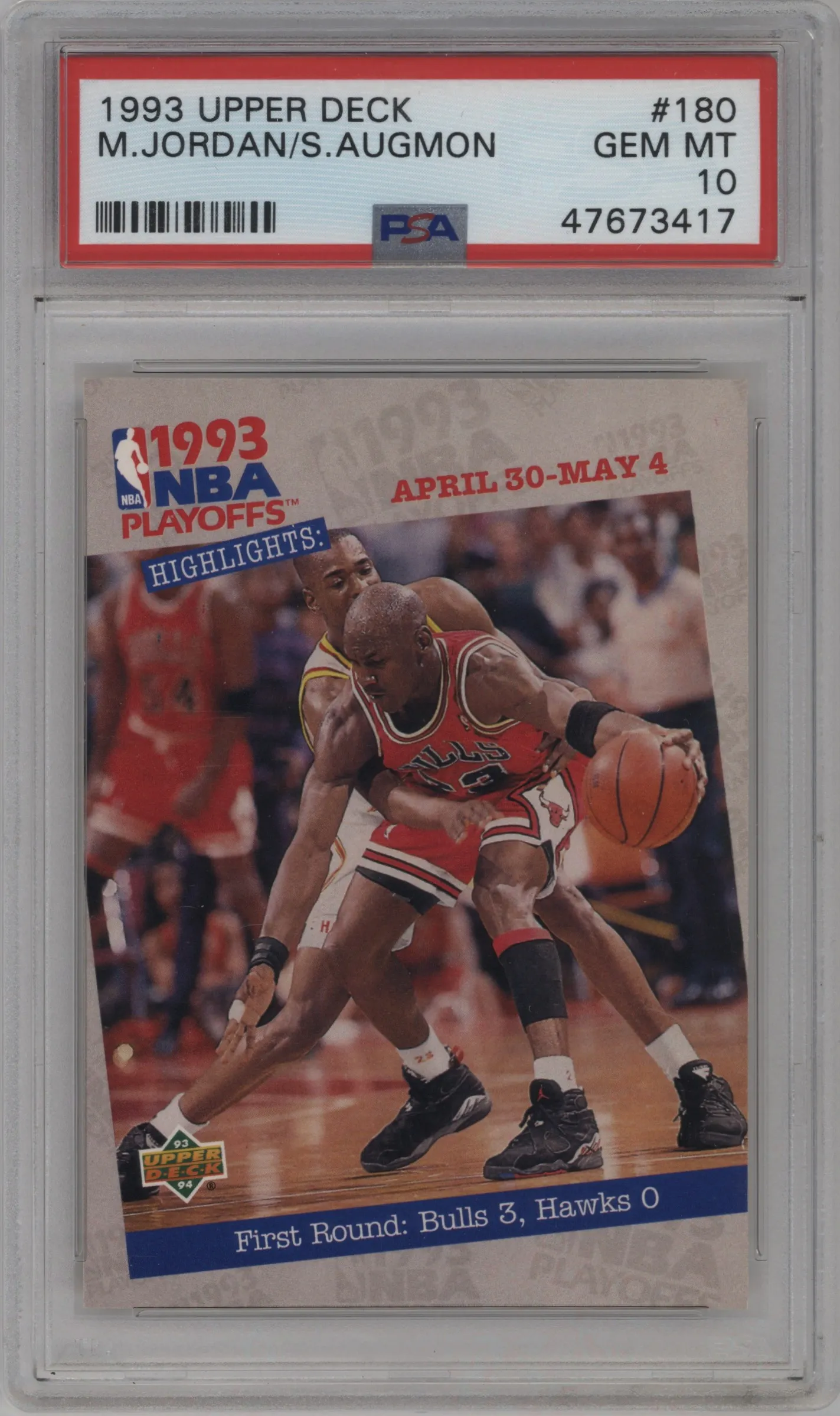 1993 Upper Deck First Round: Bulls 3, Hawks 0 PSA 10
