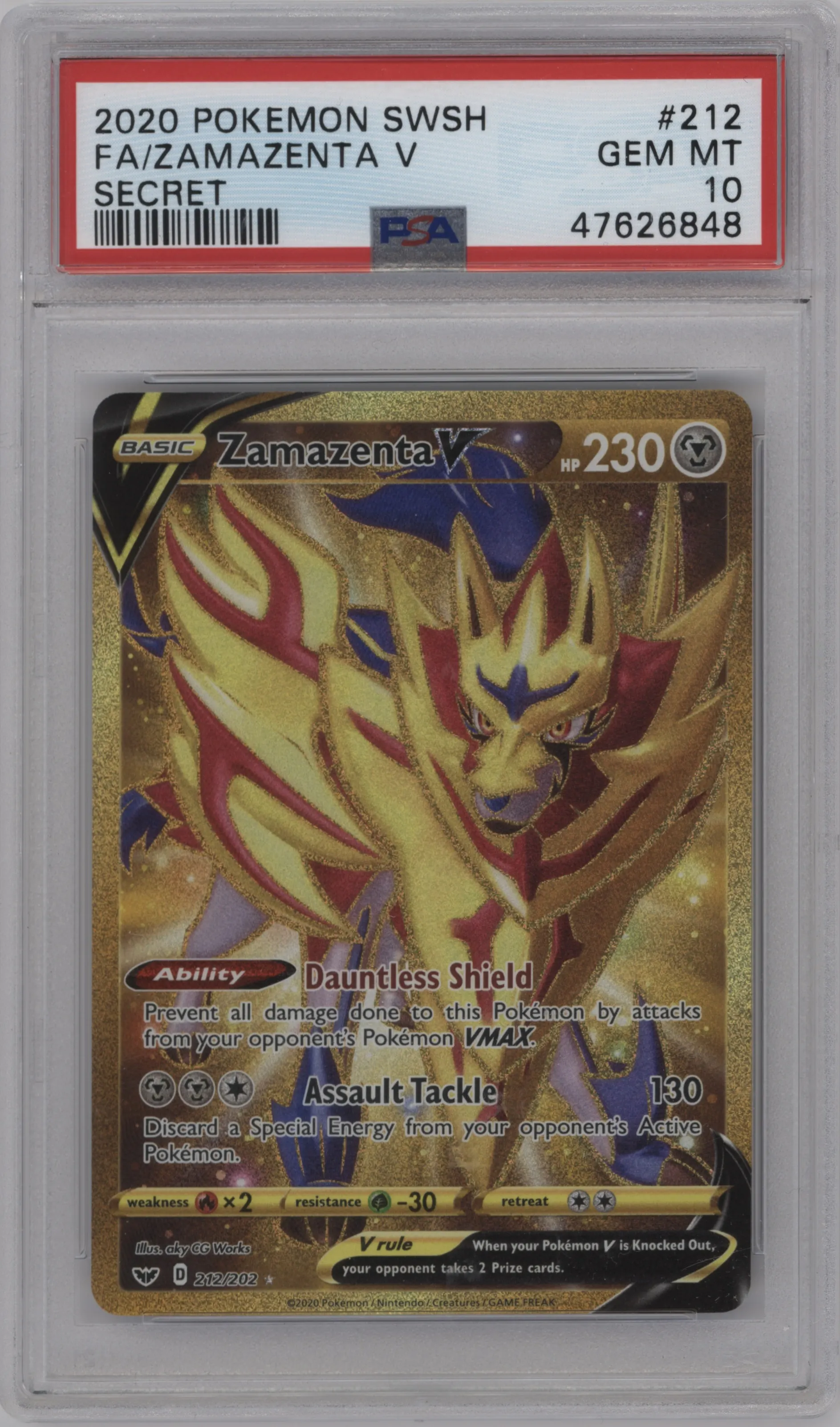 2020 Pokemon SWSH Zamazenta V #212 PSA 10