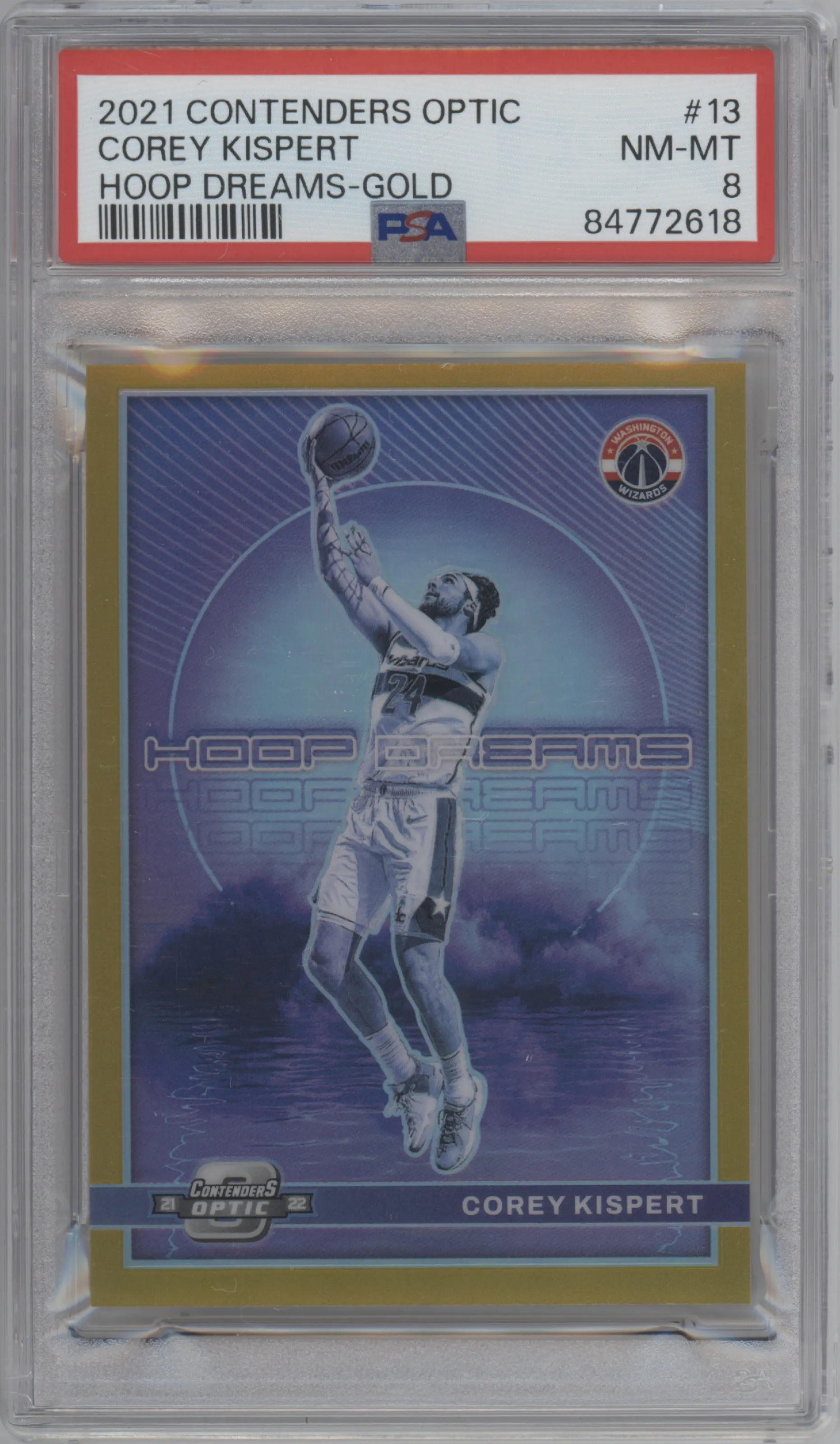 2021 Panini Contenders Optic Hoop Dreams Corey Kispert Gold PSA 8