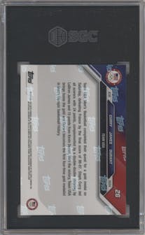 Stephen Curry/LeBron James/Kevin Durant from the 2024 Topps Now Olympics set graded by SGC and given an overall grade of 9.
