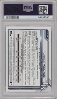 Carson Williams from the 2021 Bowman Draft set graded by PSA and given an overall grade of 10.