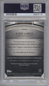 Barry Larkin from the 2021 Topps Luminaries set featuring a Black parallel graded by PSA and given an overall grade of 6.