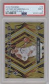 Victor Wembanyama from the 2023-24 Panini Phoenix set featuring a Gold parallel graded by PSA and given an overall grade of 9.