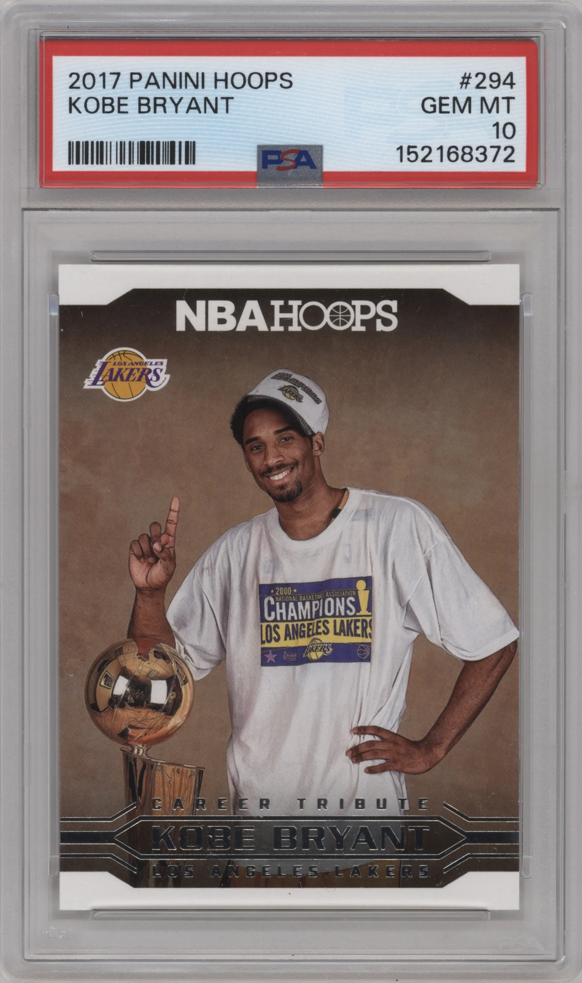 2017 Panini NBA Hoops Kobe Bryant #294 PSA 10
