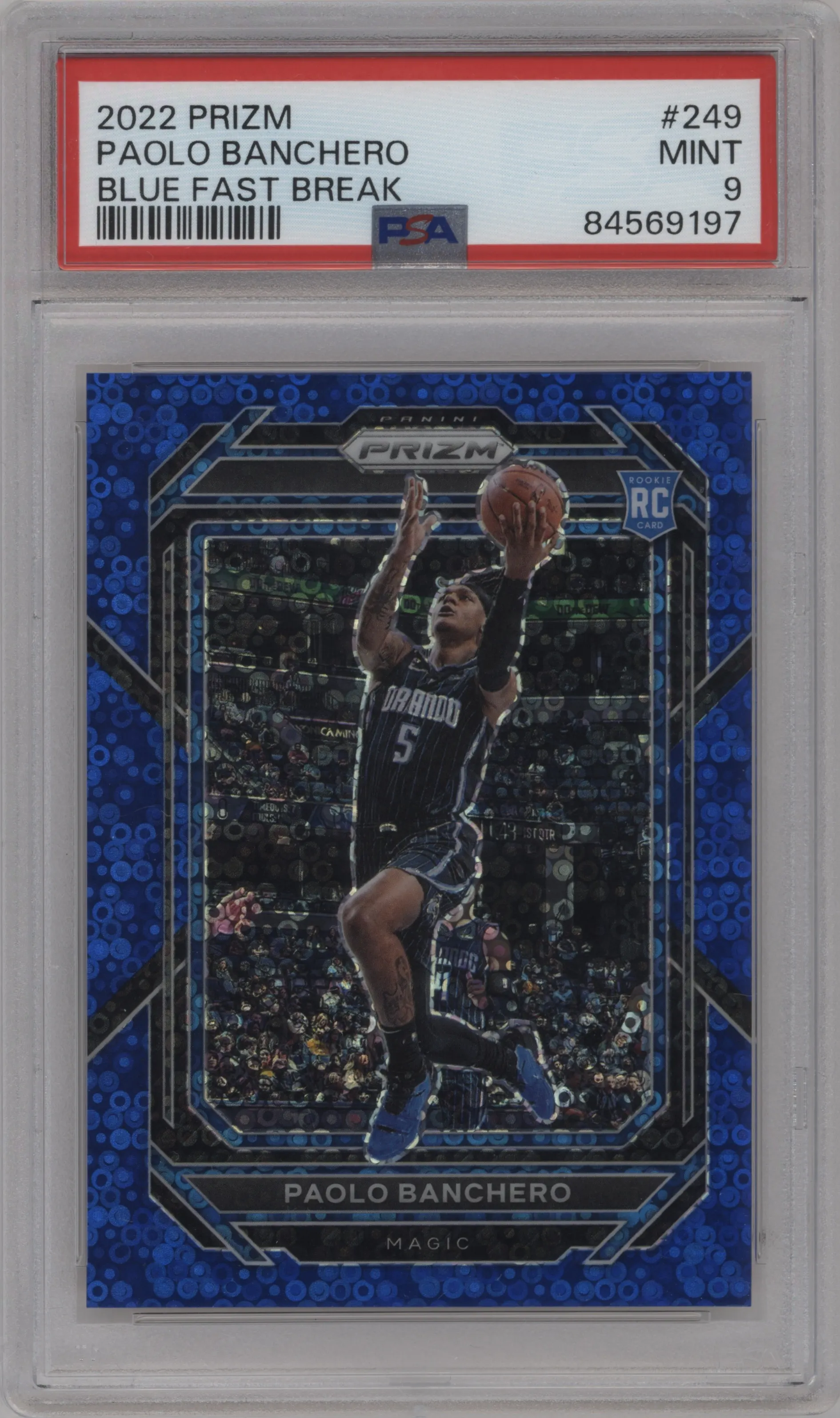 2022 Panini Prizm Paolo Banchero Fast Break Blue #249 PSA 9