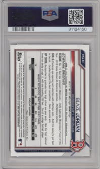 Blaze Jordan from the 2021 Bowman set graded by PSA and given an overall grade of 9.