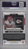 Clyde Edwards-Helaire from the 2020 Panini Obsidian set featuring a Electric Etch Orange parallel graded by PSA and given an overall grade of 10.