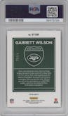 Garrett Wilson from the 2022 Panini Donruss Optic set featuring a Black Pandora parallel graded by PSA and given an overall grade of 9.