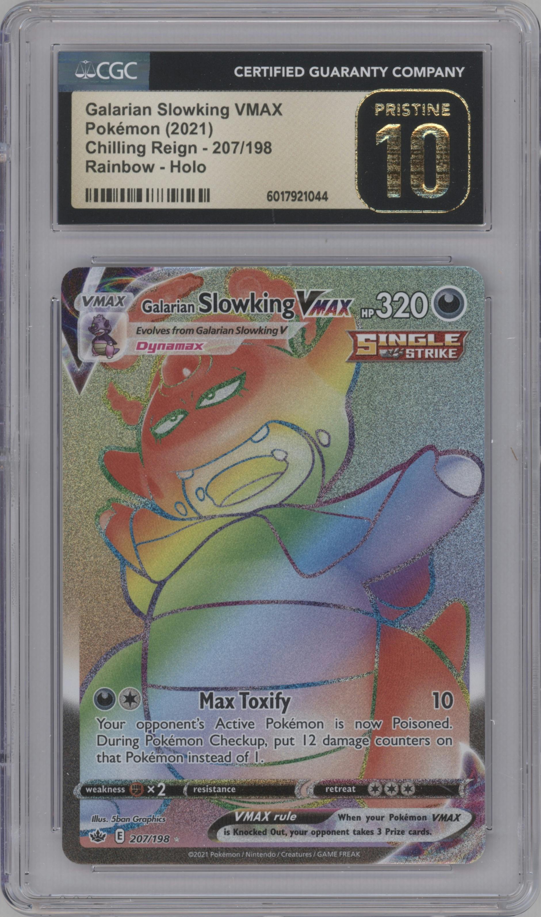 Galarian Slowking VMAX from the 2021 Pokemon SWSH set graded by CSG and given an overall grade of 10.