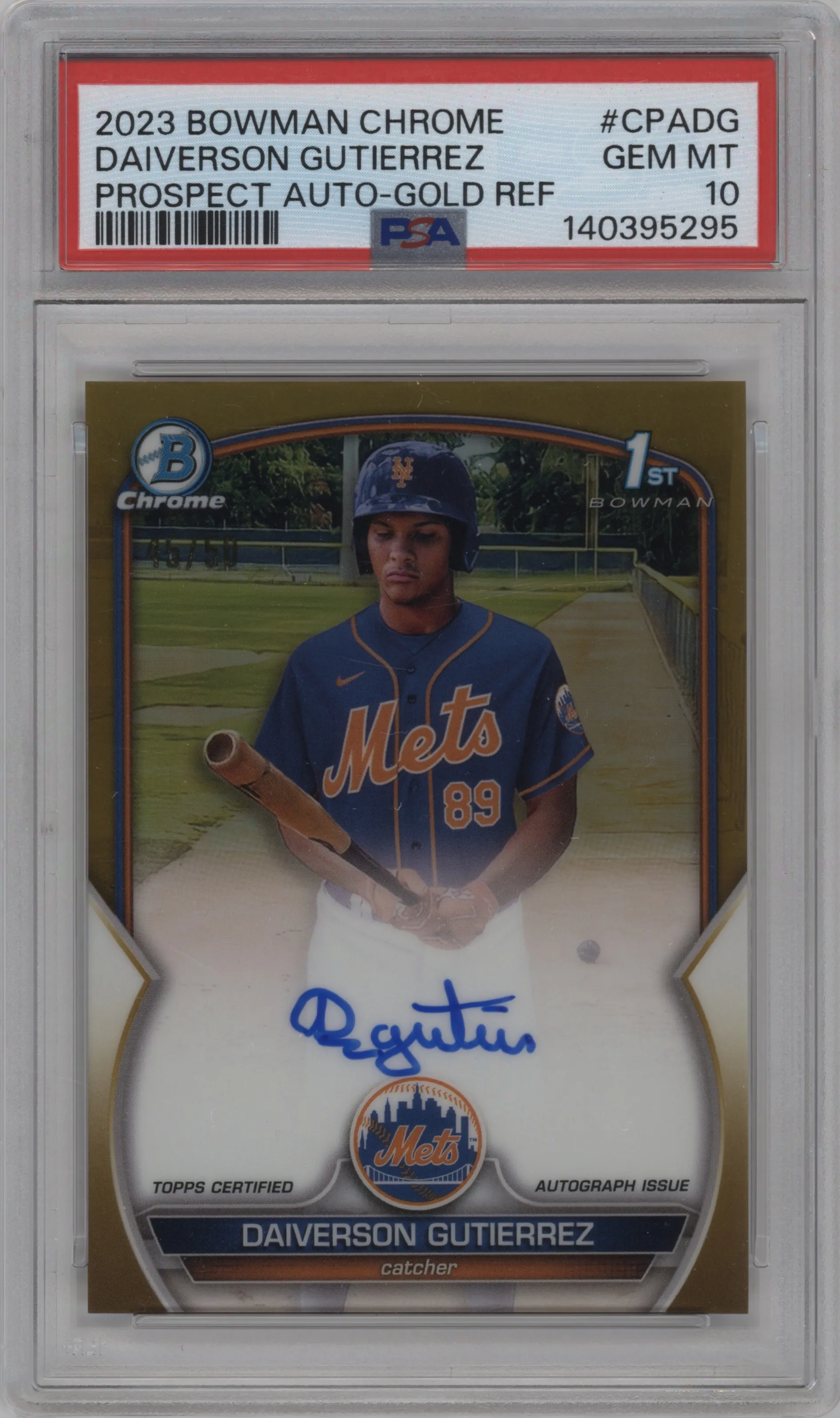 2023 Bowman Chrome Chr.Pros.Auto Daiverson Gutierrez Gold Refractor #CPA-DG PSA 10