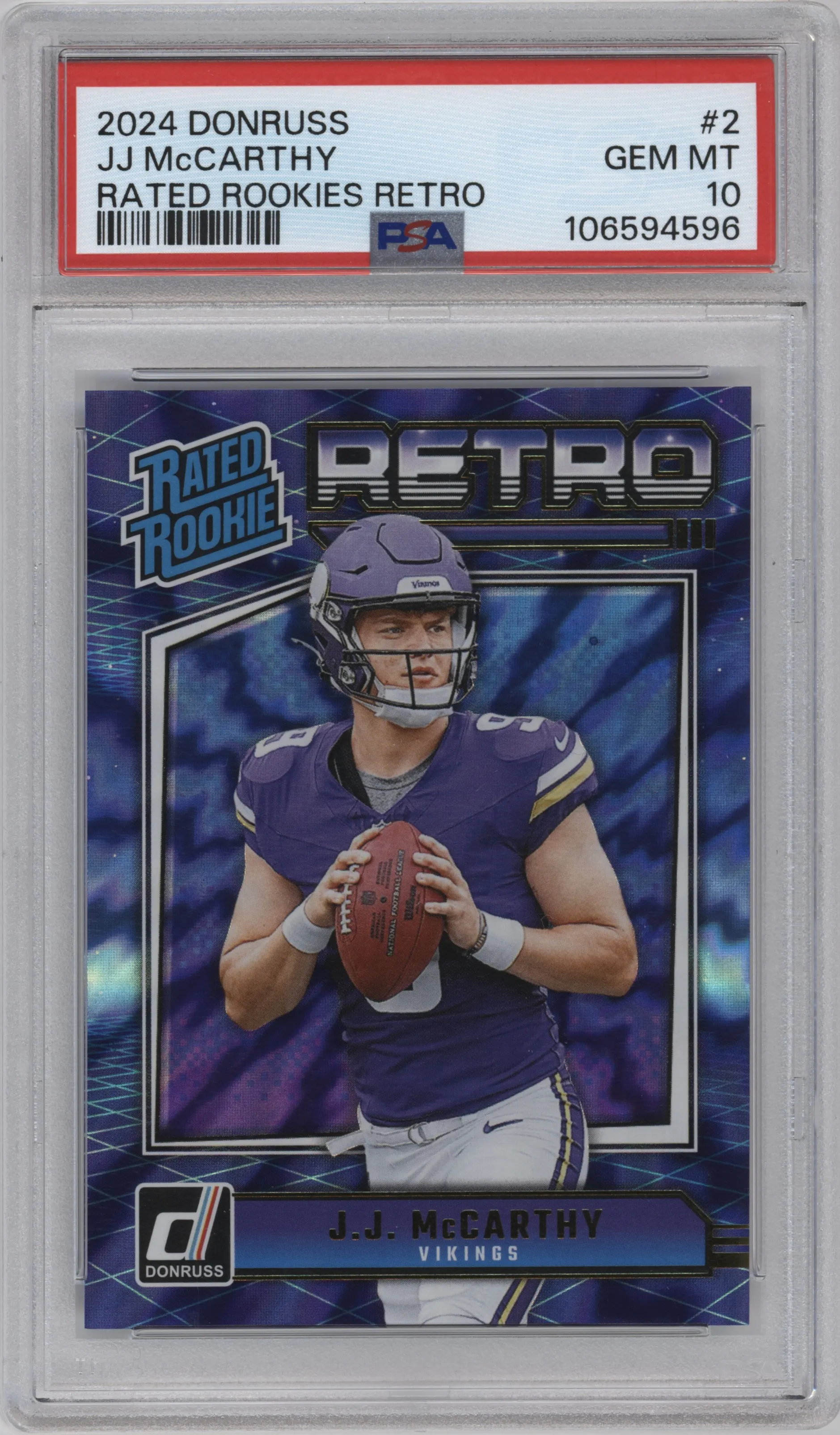 2024 Donruss Retro Rtd.Rke. J.J. McCarthy #2 PSA 10
