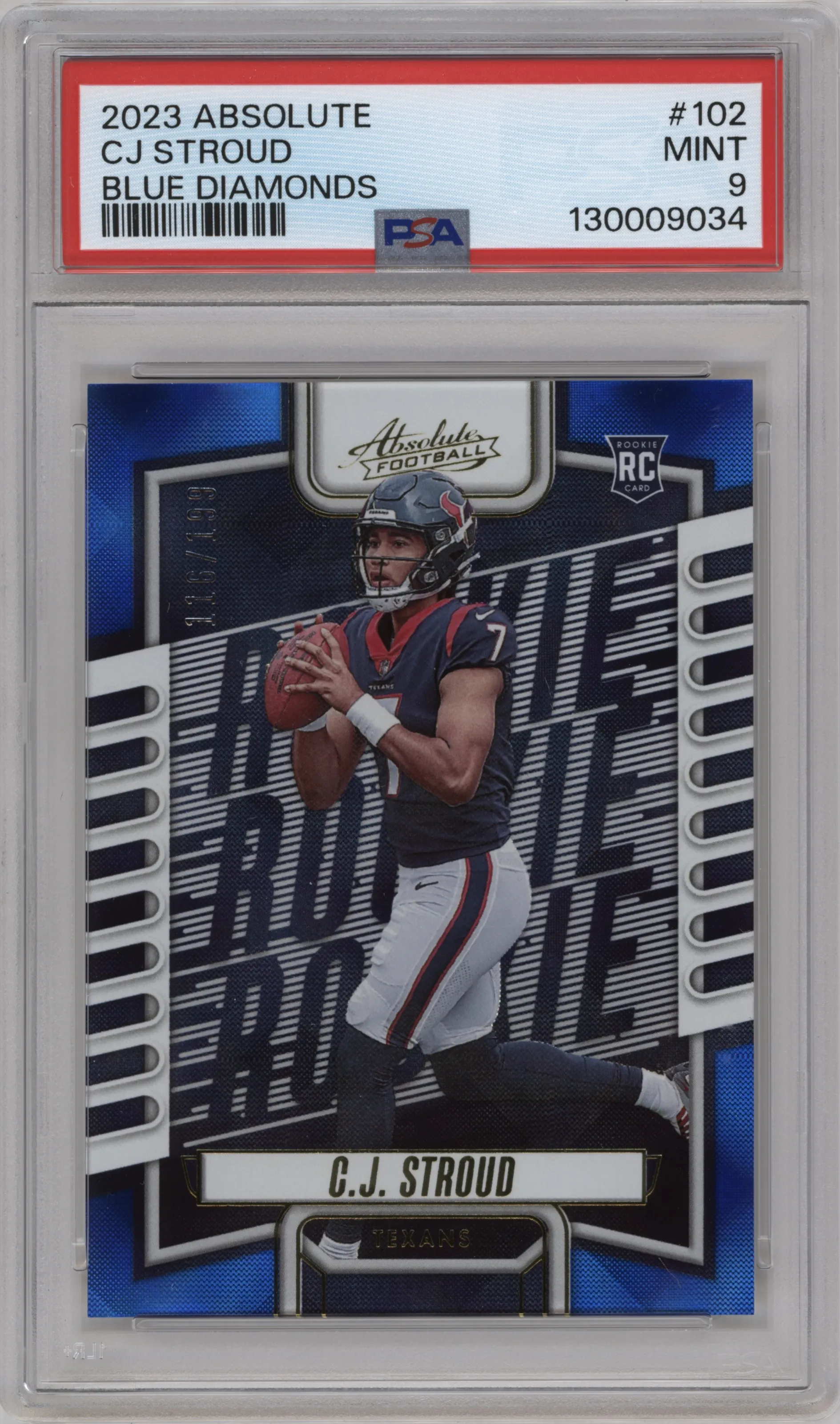 2023 Panini Absolute C.J. Stroud Blue Diamonds #102 PSA 9