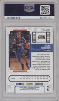 Allen Iverson from the 2022-23 Panini Contenders set featuring a The Finals parallel graded by PSA and given an overall grade of 9.