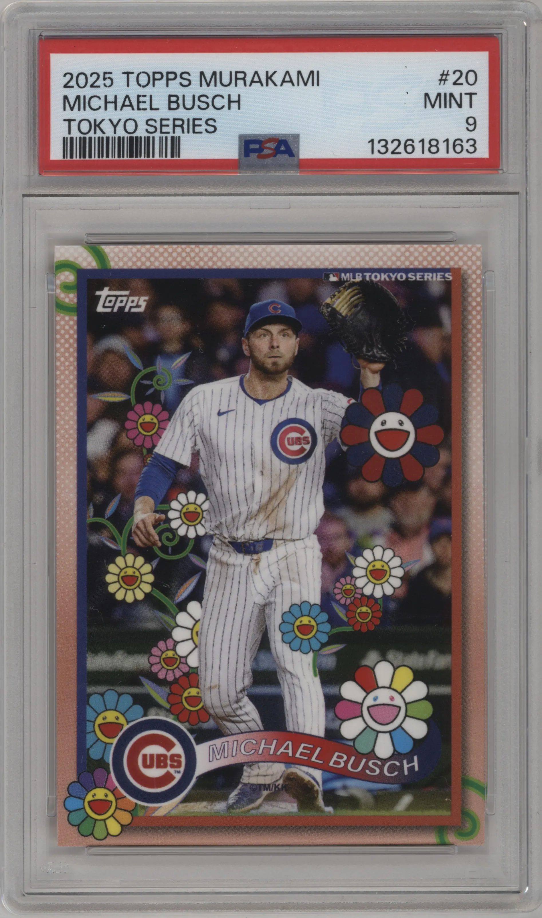 2025 Topps MLB World Tour Tokyo Series Takashi Murakami Complex Exclusive Michael Busch #20 PSA 9