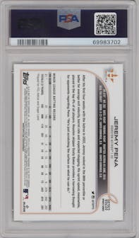 Jeremy Pena from the 2022 Topps Update  set featuring a Gold Foil parallel graded by PSA and given an overall grade of 10.