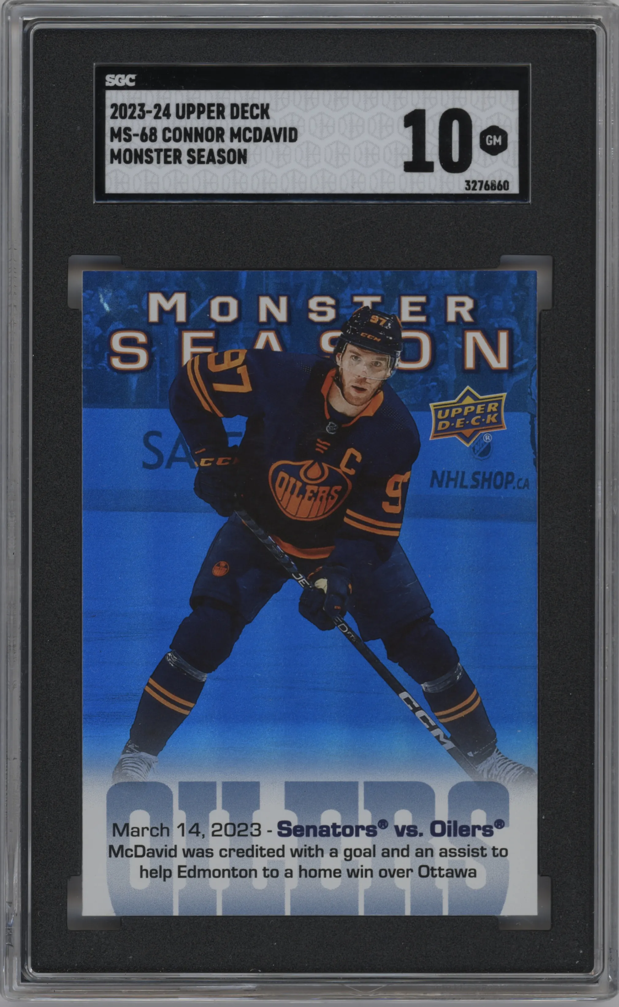 2023 Upper Deck Series 2 Monster Season Connor McDavid #MS-68 SGC 10