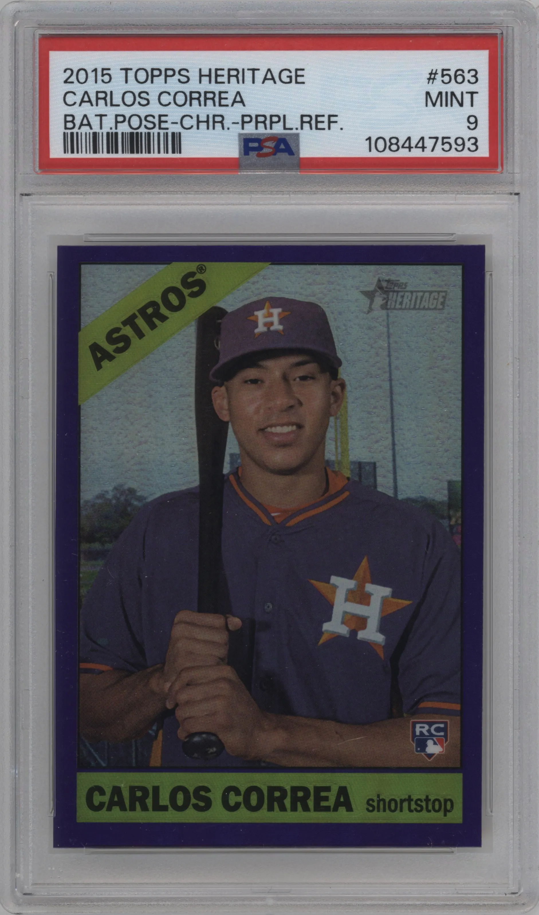 2015 Topps Heritage High Number Carlos Correa Purple Refractor PSA 9