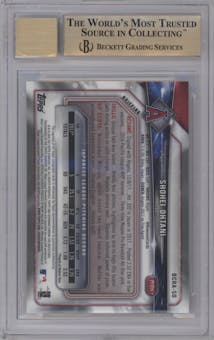 Shohei Ohtani from the 2018 Bowman Chrome set graded by Beckett and given an overall grade of 9.5.