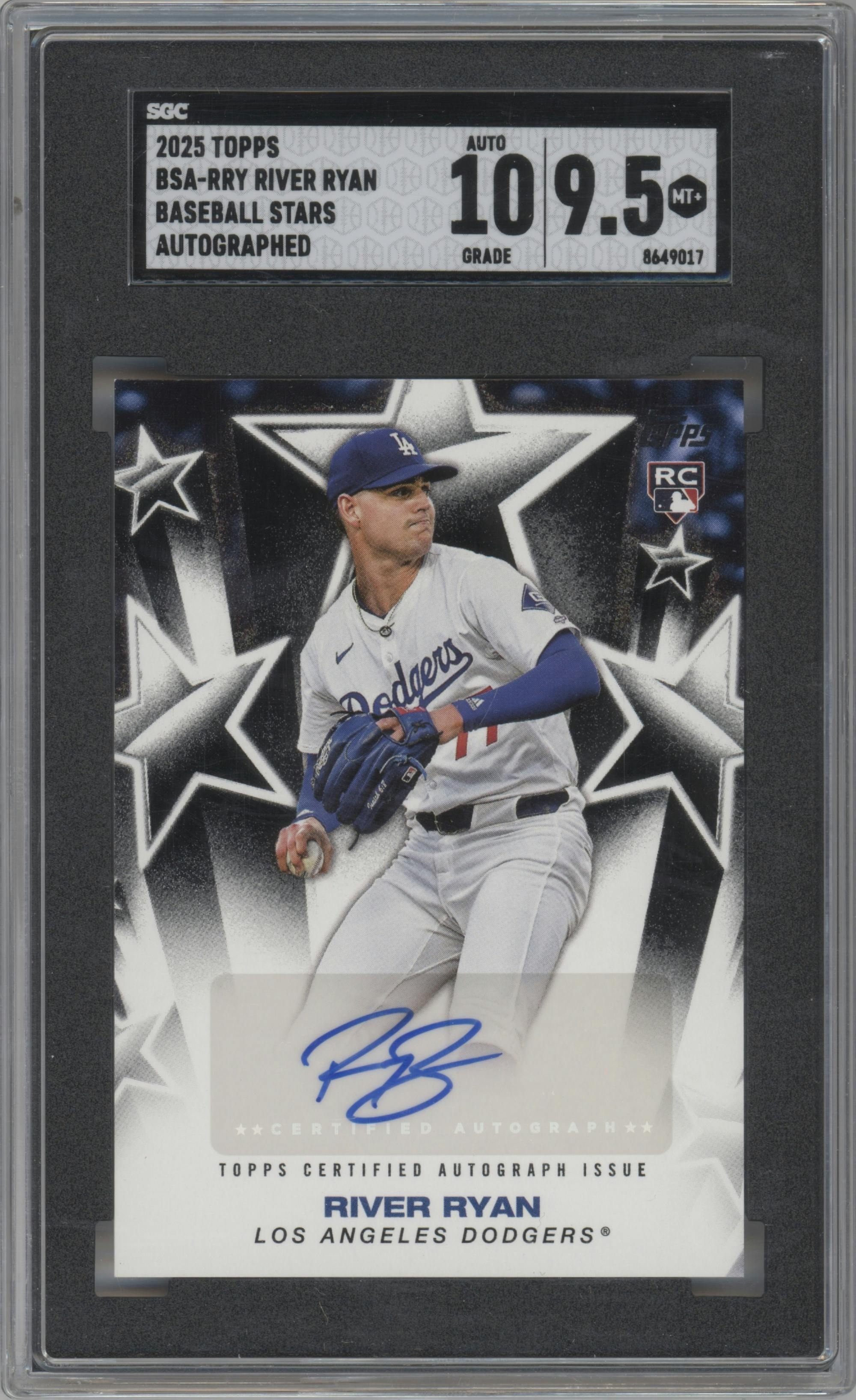 River Ryan from the 2025 Topps set graded by SGC and given an overall grade of 9.5.