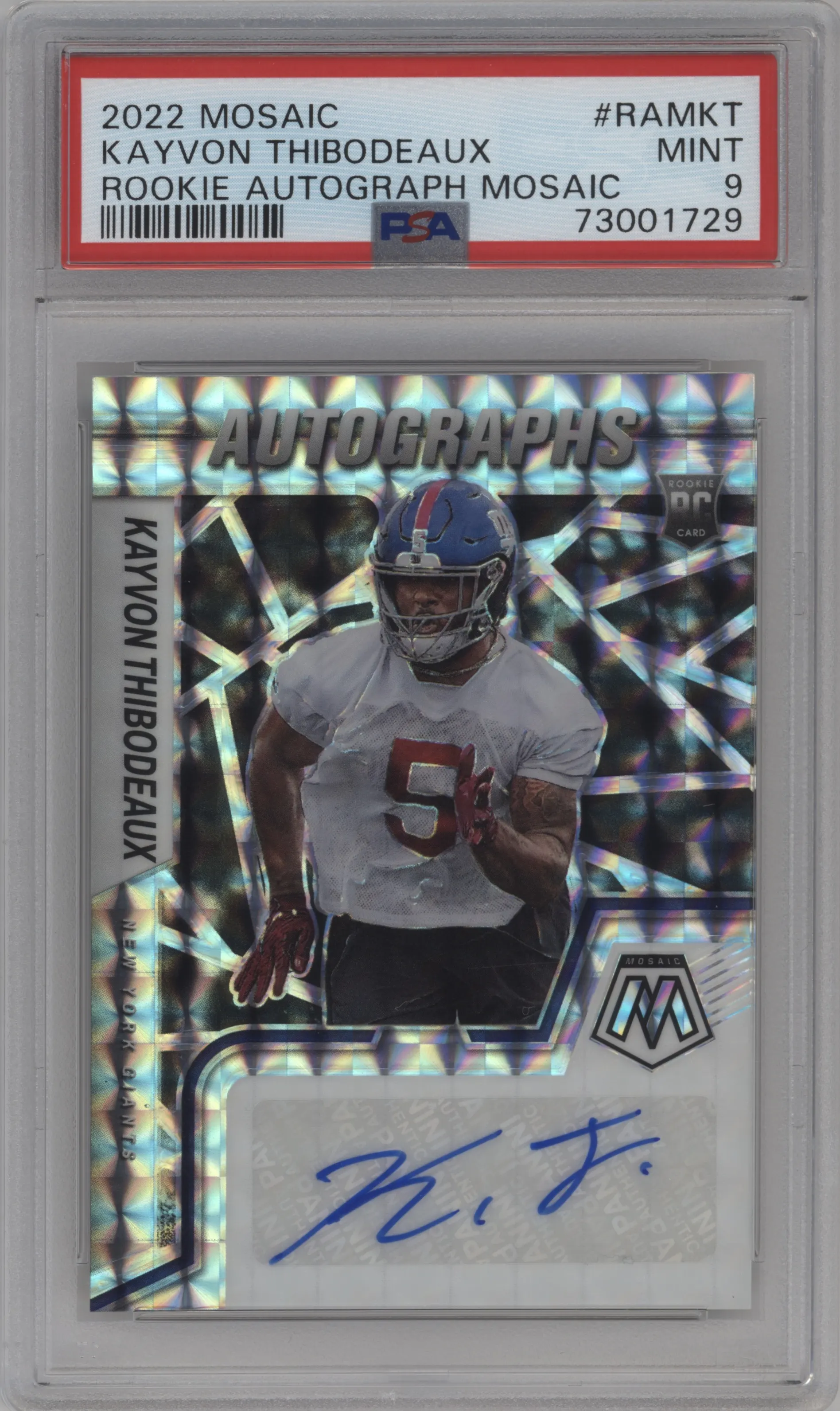 2022 Panini Mosaic Rke.Auto Kayvon Thibodeaux PSA 9