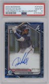 Douglas Glod from the 2024 Bowman set featuring a Blue Lunar Refractor parallel graded by PSA and given an overall grade of 10.