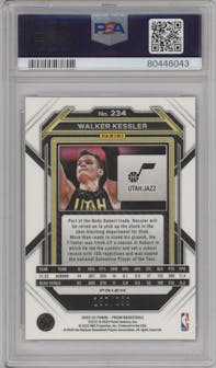 Walker Kessler from the 2022-23 Panini Prizm  set featuring a Red Prizm parallel graded by PSA and given an overall grade of 10.