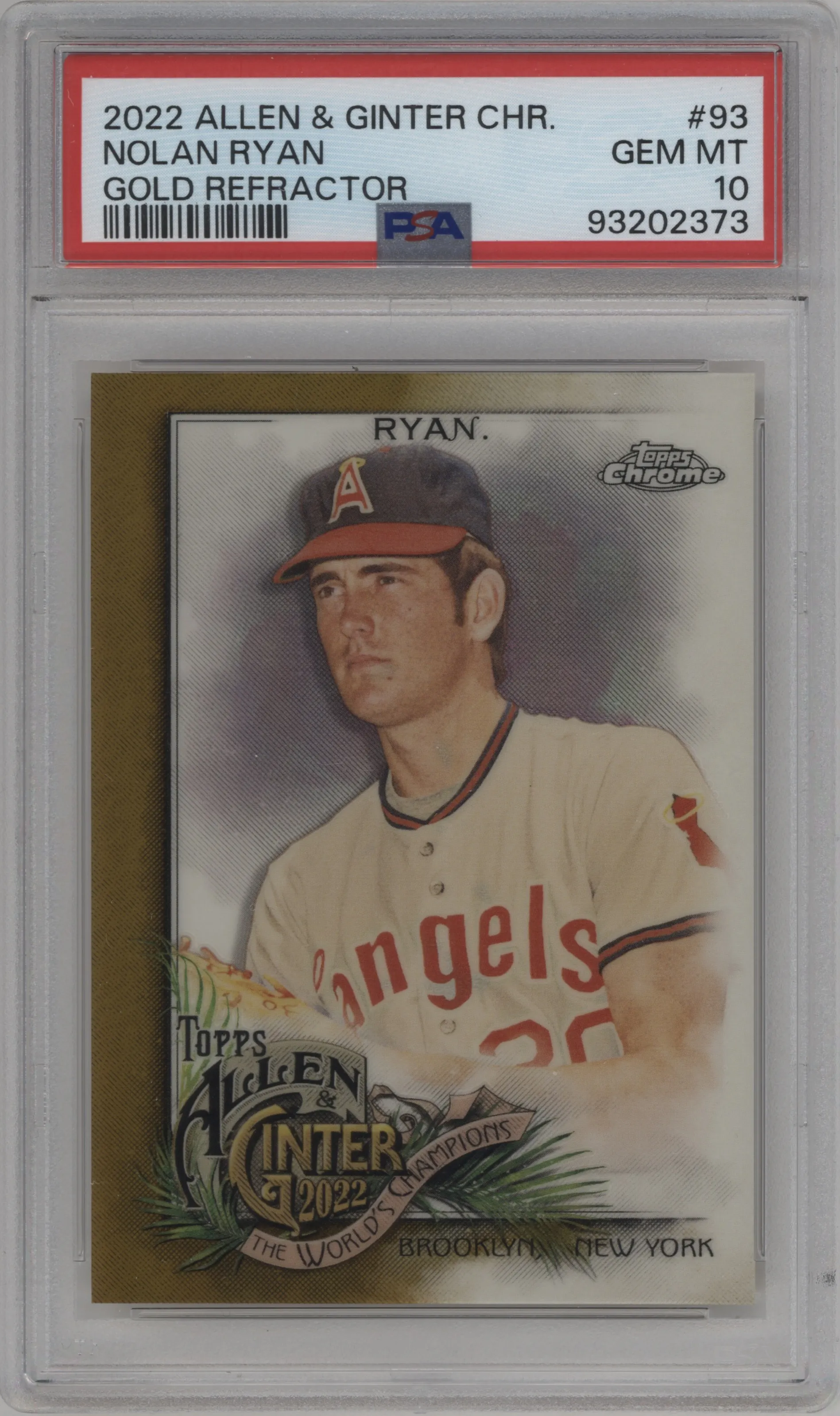 2022 Topps Allen & Ginter Chrome Nolan Ryan Gold Refractor PSA 10