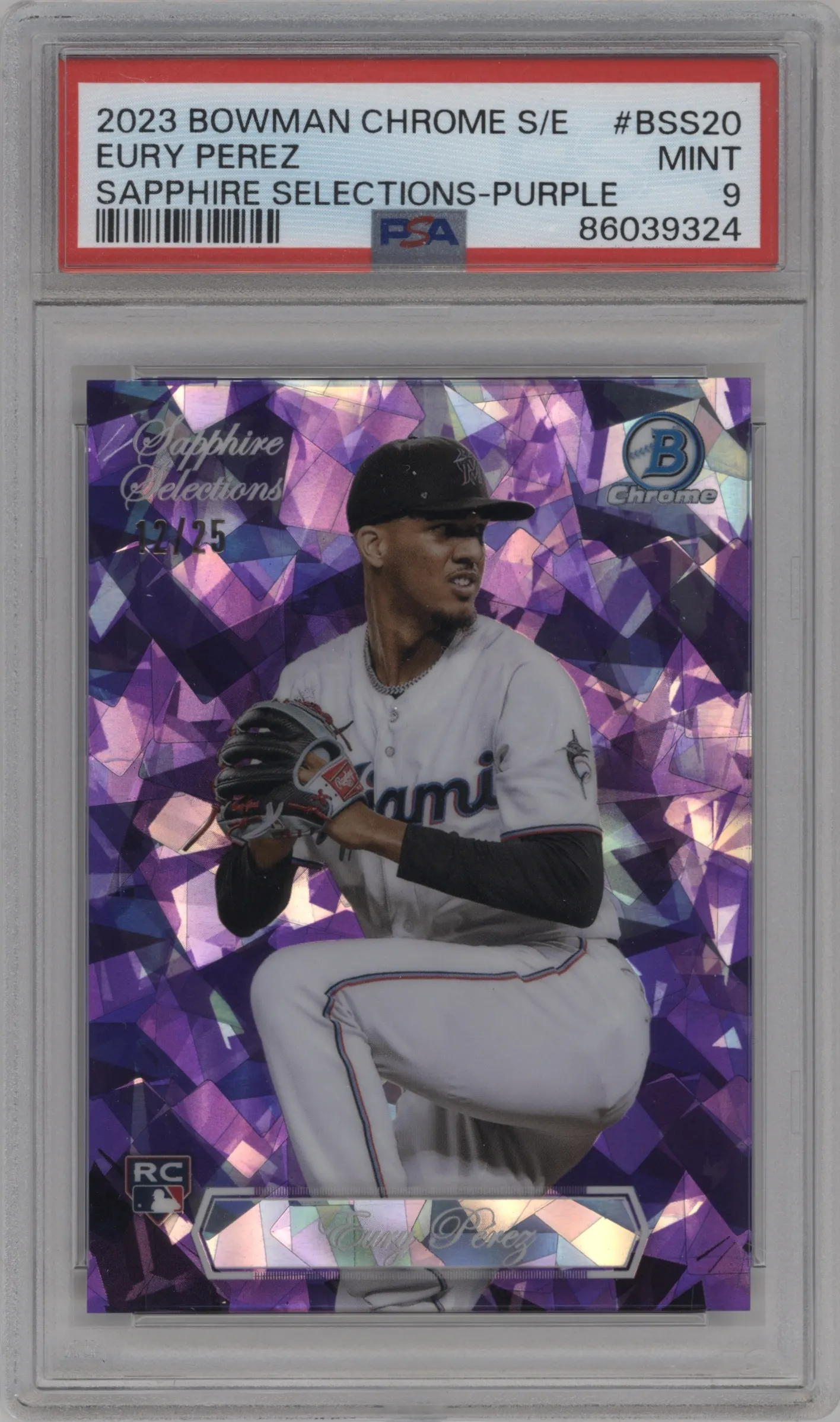 2023 Bowman Chrome Sapphire Edition Sapphire Selections Eury Perez Purple #BSS-20 PSA 9