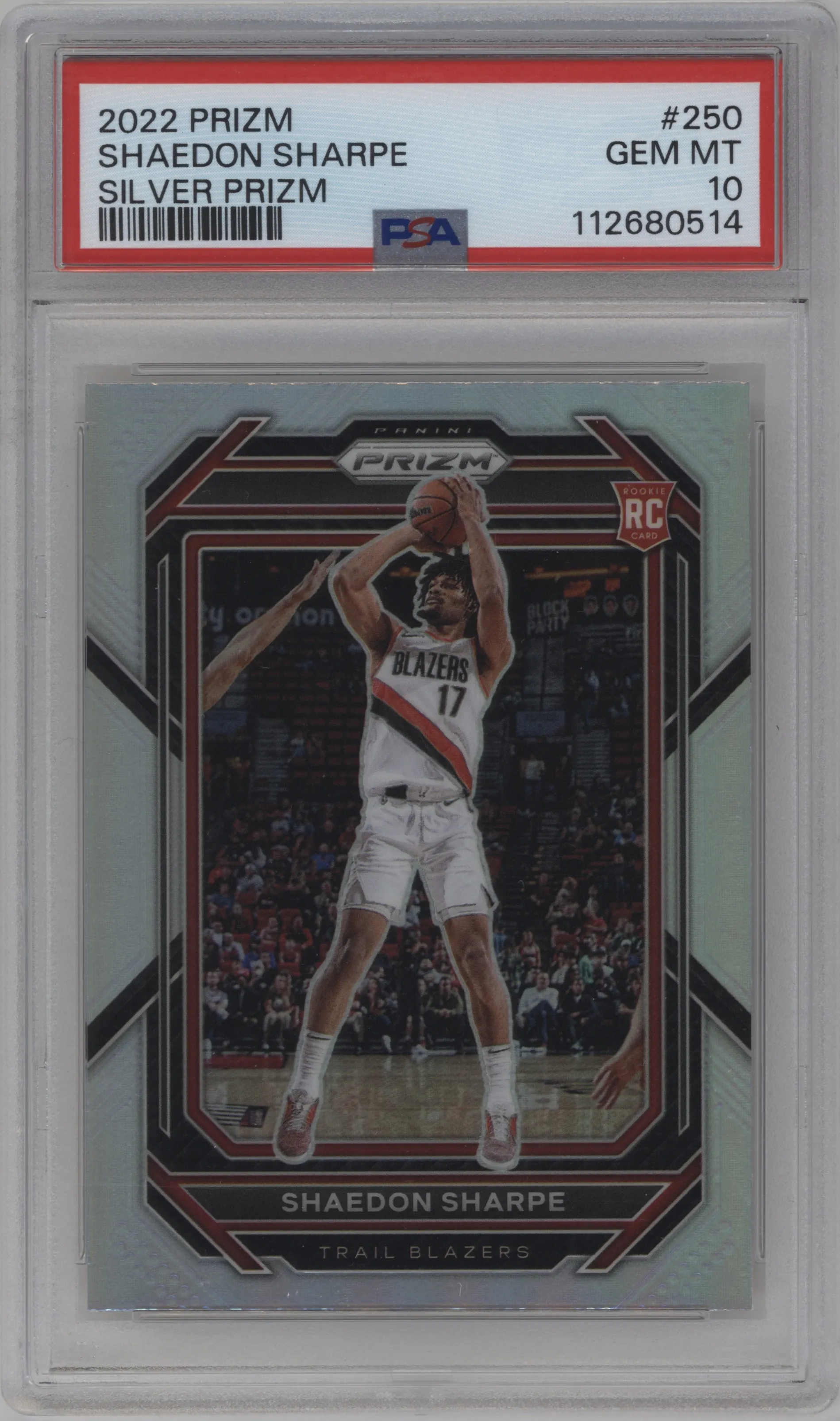2022 Panini Prizm Shaedon Sharpe Silver Prizm #250 PSA 10
