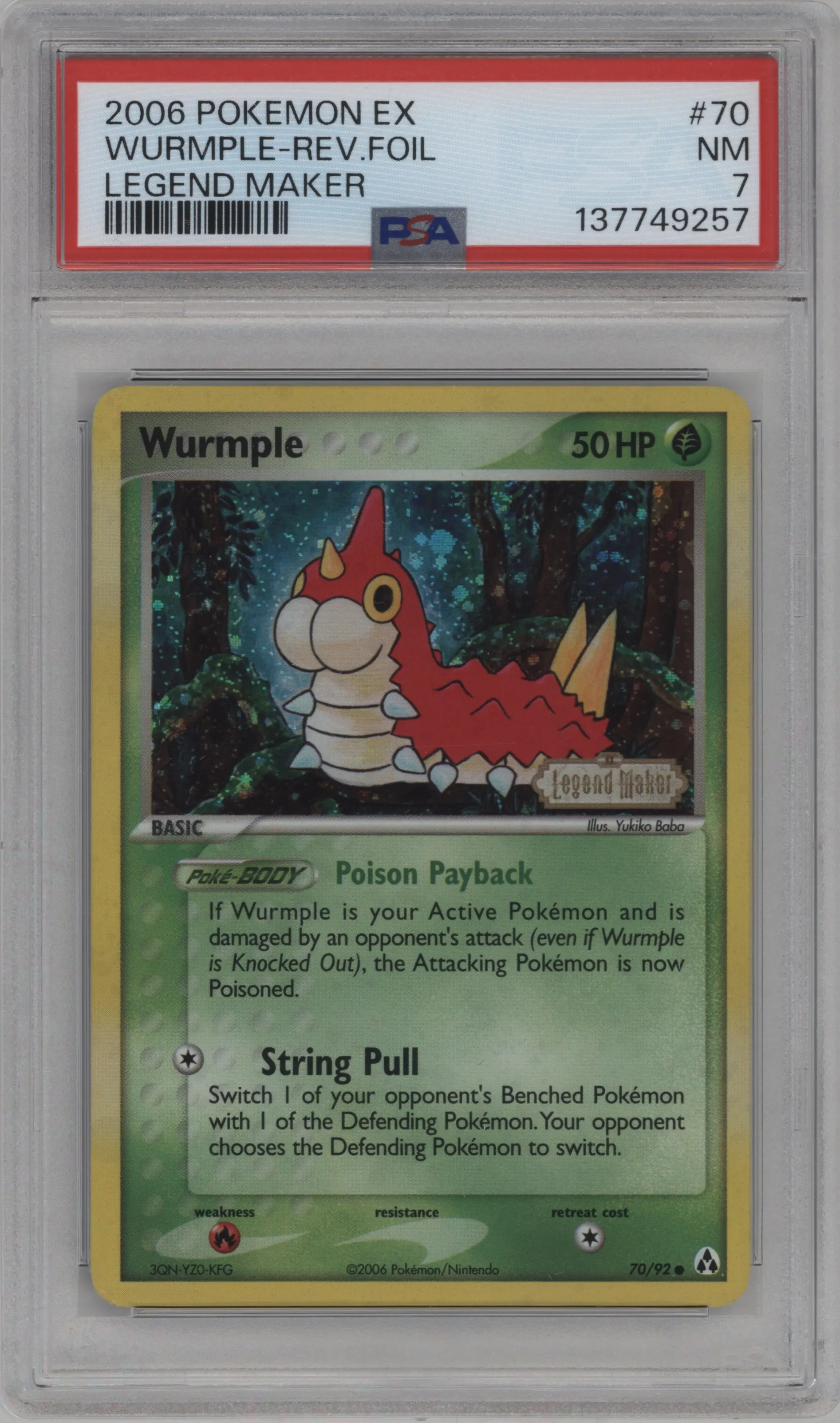 2006 Pokemon EX Legend Maker Wurmple #70 PSA 7