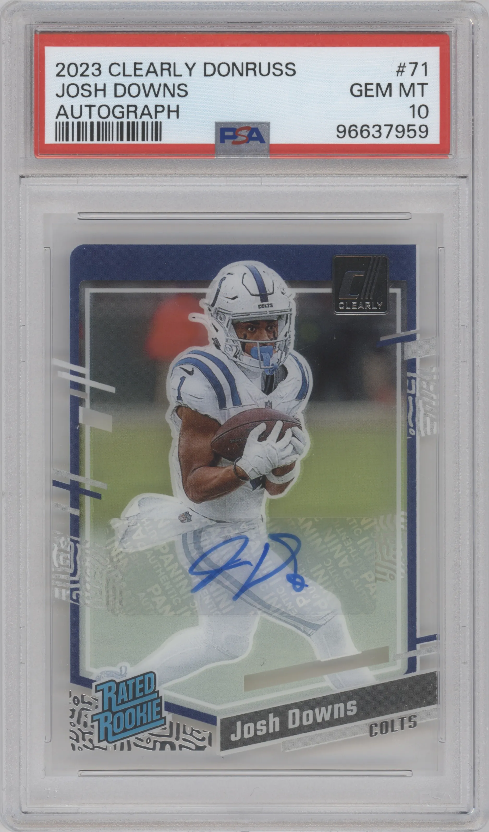 2023 Clearly Donruss Rtd.Rke.Auto Josh Downs PSA 10