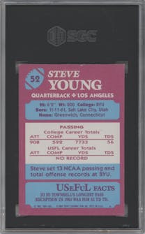 Steve Young from the 1984 Topps USFL set graded by SGC and given an overall grade of 7.