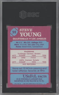 Steve Young from the 1984 Topps USFL set graded by SGC and given an overall grade of 7.